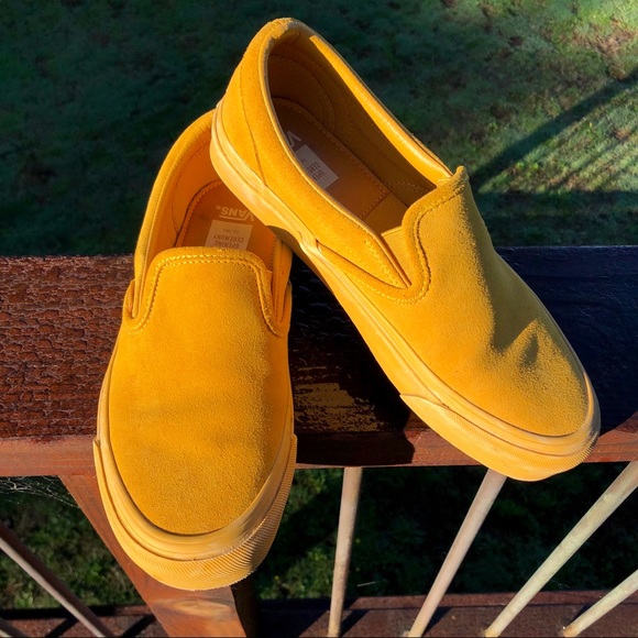 mustard yellow slip on vans